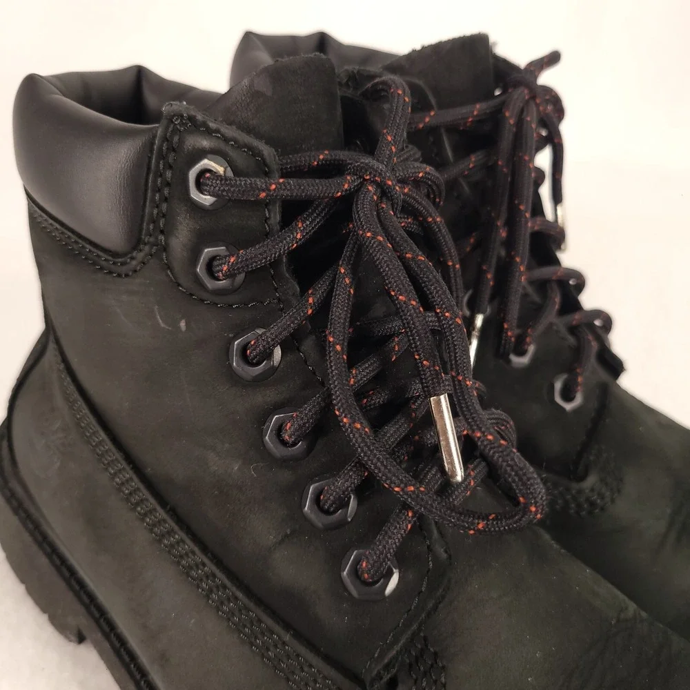 Timberland Boots Youth 3M 6-Inch Waterproof Black Leather Lace Up Insulated